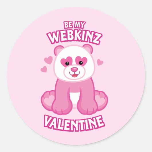 Wees mijn Webkinz Valentijn Ronde Sticker (Voorkant)