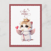 Wees Mine Chibi Cat Angel Wings Kitten Valentijn Feestdagenkaart (Voorkant)