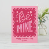 Wees Mine Pink Stamp Valentijn Feestdagenkaart (Staand voorkant)