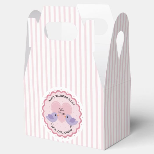 Wees Mine Roze Stripes Heart Valentijn Bedankdoosjes (Geopend)