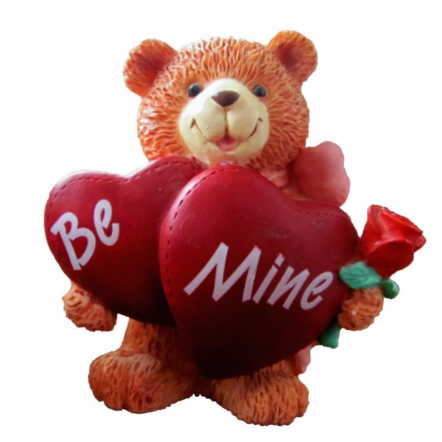 Wees Mine Teddy Bear Two Hearts Roos Fotobeeldje Magneet (Voorkant)