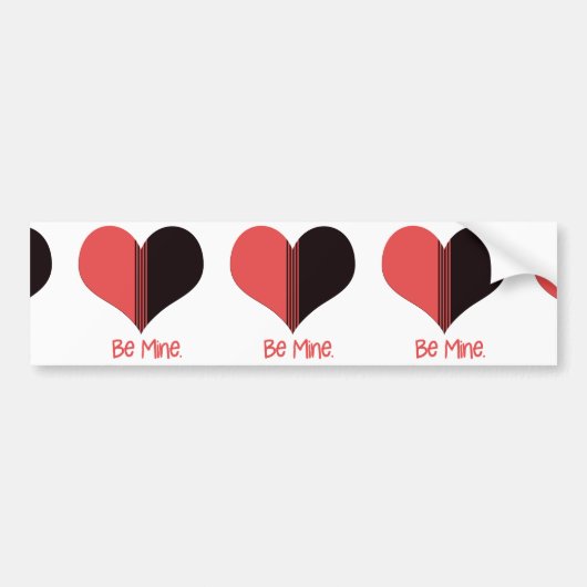Wees Mine Valentijn Red Stripe Heart Bumpersticker (Voorkant)