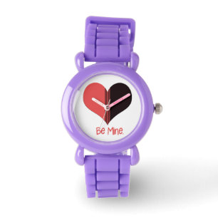 Wees Mine Valentijn Red Stripe Heart Horloge