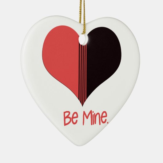 Wees Mine Valentijn Red Stripe Heart Keramisch Ornament (Rechts)