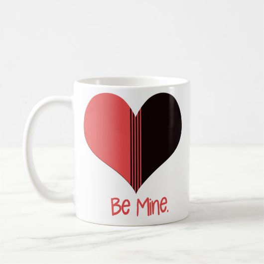 Wees Mine Valentijn Red Stripe Heart Koffiemok (Links)