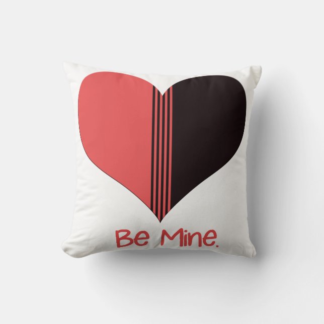Wees Mine Valentijn Red Stripe Heart Kussen (Voorkant)