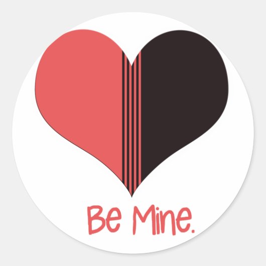 Wees Mine Valentijn Red Stripe Heart Ronde Sticker (Voorkant)