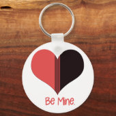 Wees Mine Valentijn Red Stripe Heart Sleutelhanger (Voorkant)