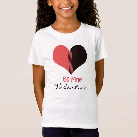 Wees Mine Valentijn Red Stripe Heart T-shirt (Voorkant)