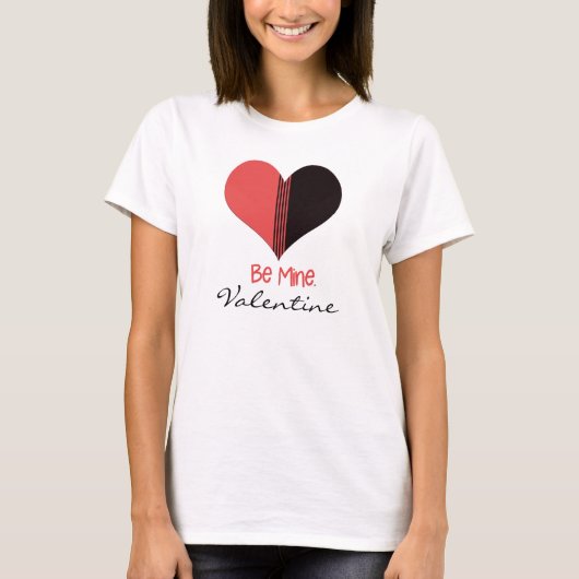 Wees Mine Valentijn Red Stripe Heart T-shirt (Voorkant)