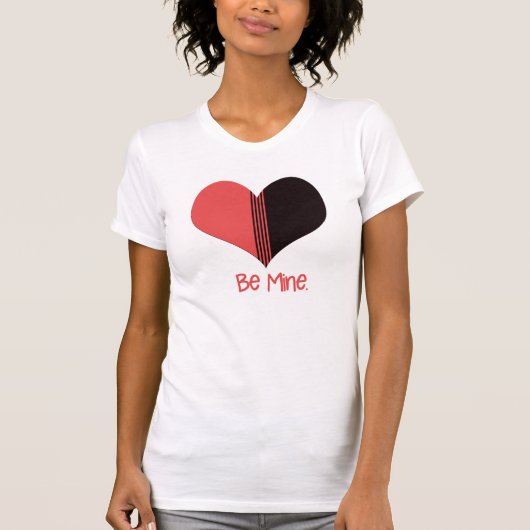 Wees Mine Valentijn Red Stripe Heart T-shirt (Voorkant)