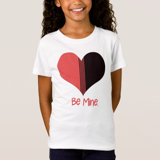 Wees Mine Valentijn Red Stripe Heart T-shirt (Voorkant)