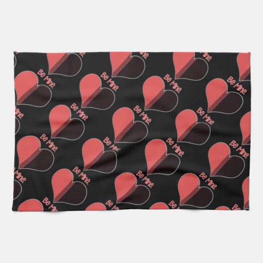 Wees Mine Valentijn Red Stripe Heart Theedoek (Horizontaal)