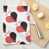 Wees Mine Valentijn Red Stripe Heart Theedoek (Quarter Fold)