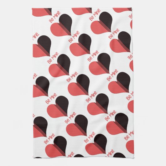 Wees Mine Valentijn Red Stripe Heart Theedoek (Verticaal)