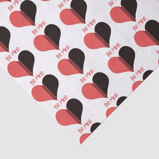 Wees Mine Valentijn Red Stripe Heart Tissuepapier (Detail)