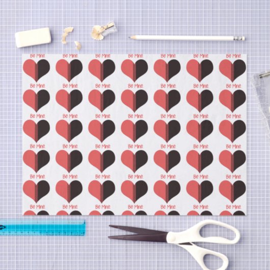 Wees Mine Valentijn Red Stripe Heart Tissuepapier (Craft)