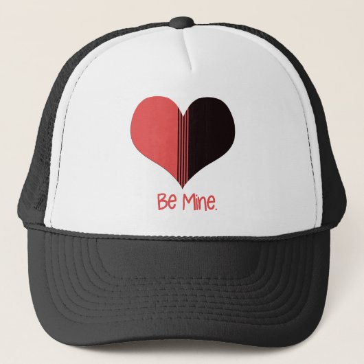 Wees Mine Valentijn Red Stripe Heart Trucker Pet (Voorkant)