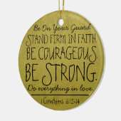 Wees moedig en sterk bijbel keramisch ornament (Links)