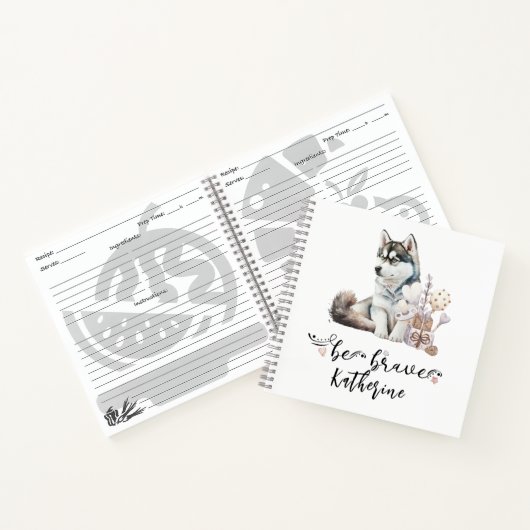 Wees moedig Husky puppy gepersonaliseerd Notitieboek (Binnen)