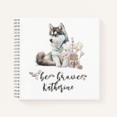 Wees moedig Husky puppy gepersonaliseerd Notitieboek (Voorkant)