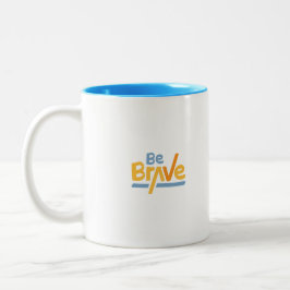 Wees moedig in geel en blauw motivatie Mok