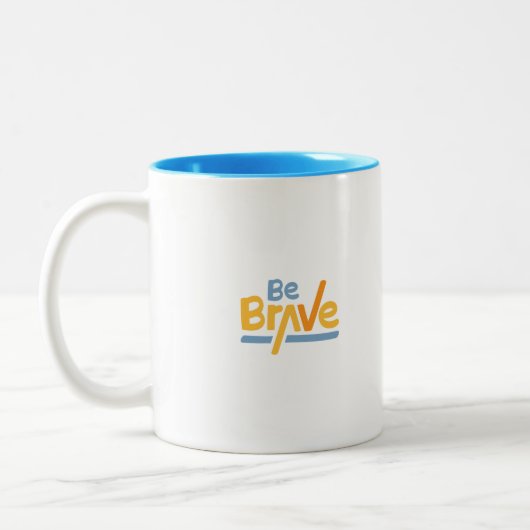 Wees moedig in geel en blauw motivatie Mok (Links)