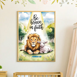 Wees moedig in het geloof Boho Christelijke Nurser Poster