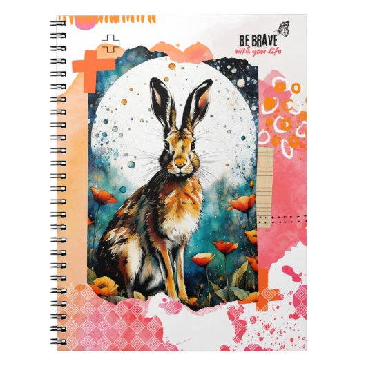Wees moedig met je leven + haas | Notitieboek Jour (Voorkant)
