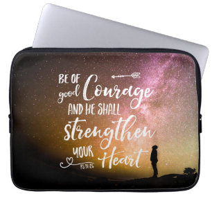 Wees Moedig nachtelijke hemel - Psalm 31:24 Laptop Sleeve