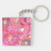 Wees moedig om Floral Square Sleutelhanger Mini (Achterkant)