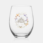 Wees moedig, Paarse gele vlinders met adem Wijnglas Zonder Voet (Achterkant)