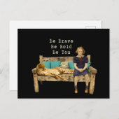 Wees moedig Schoolgirl & Cheetah Campy Briefkaart (Voorkant / Achterkant)