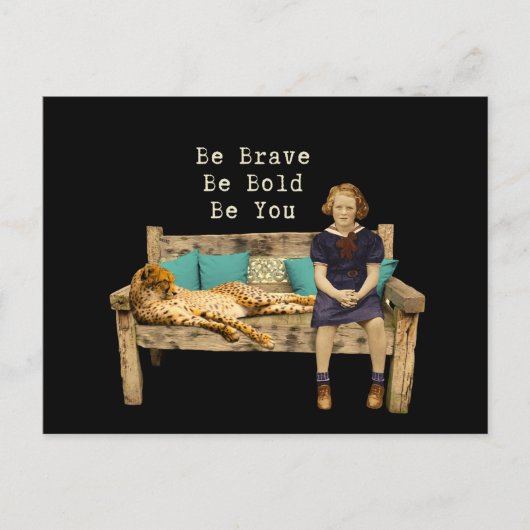 Wees moedig Schoolgirl & Cheetah Campy Briefkaart (Voorkant)