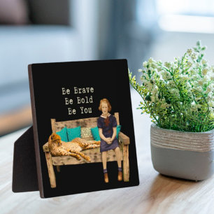 Wees moedig  Schoolgirl & Cheetah Campy Fotoplaat