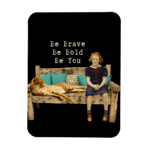 Wees moedig Schoolgirl & Cheetah Campy Magneet