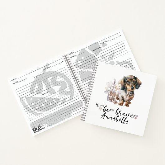 Wees moedig teckel puppy gepersonaliseerd notitieboek (Binnen)