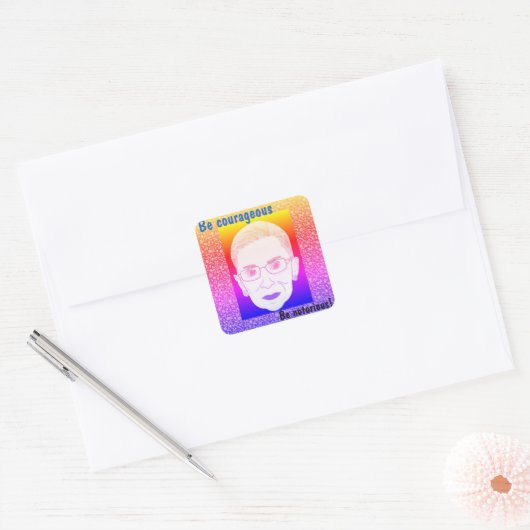 Wees moedig, wees berucht RBG Retro Vierkante Sticker (Envelop)
