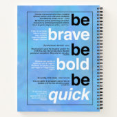Wees moedig. Wees vet. Wees snel. Motivatie offert Notitieboek (Achterkant)