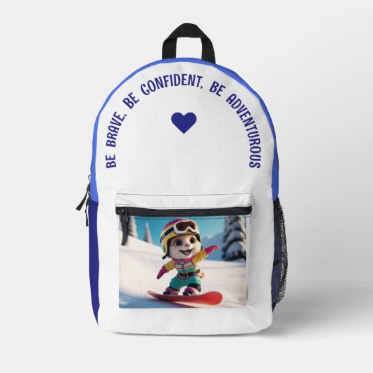 Wees moedig, wees zelfverzekerd, wees avontuurlijk bedrukte rugzak (Voorkant)