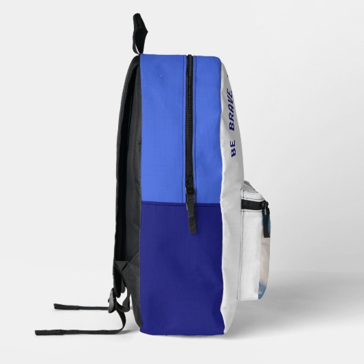 Wees moedig, wees zelfverzekerd, wees avontuurlijk bedrukte rugzak (Links)