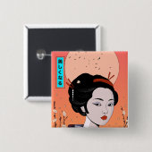 Wees mooie geisha meisje vierkante button 5,1 cm (Voorkant /achterkant)