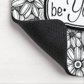 Wees・Mooie, zwarte en witte Floral (mousepad) Muismat (Hoek)