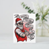 Wees Naughty en sla de Kerstman op het tattoo Briefkaart (Staand voorkant)