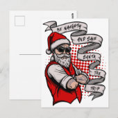 Wees Naughty en sla de Kerstman op het tattoo Briefkaart (Voorkant / Achterkant)