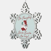 Wees Naughty Santa Tin Sneeuwvlok Ornament (Rechts)