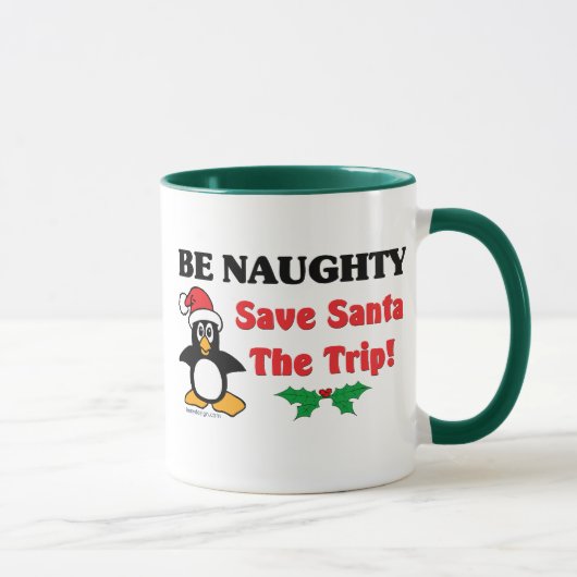 Wees Naughty! Sparen de Kerstman de reis! Mok (Rechts)