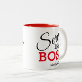 Wees nederig, SERVE ZOALS EEN BOSS Christelijk Tweekleurige Koffiemok (Voorkant rechts)