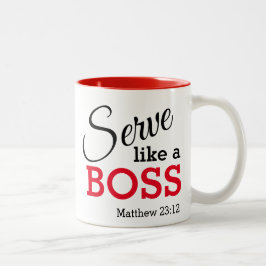 Wees nederig, SERVE ZOALS EEN BOSS Christelijk Tweekleurige Koffiemok