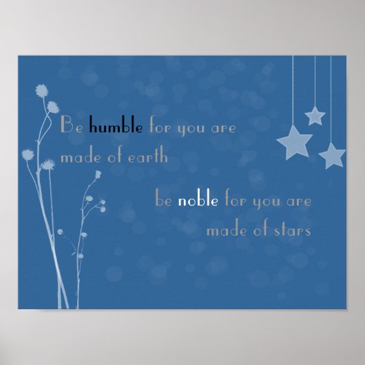 'Wees nederig, wees nobel' poster (Voorkant)